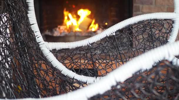 Beau Ver Flamme Jaune Feu Endroit Confortable Dans Maison Avec — Video