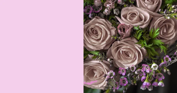 Hermoso Color Crema Rosas Ramo Flores Relación Romántica Concepto Diseño — Foto de Stock
