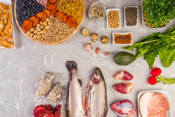 Vielfalt Lebensmitteln Mit Zinkmineralien Natürlichen Mineralstoffquellen Gesunder Lebensweise Und Ernährung — Stockfoto