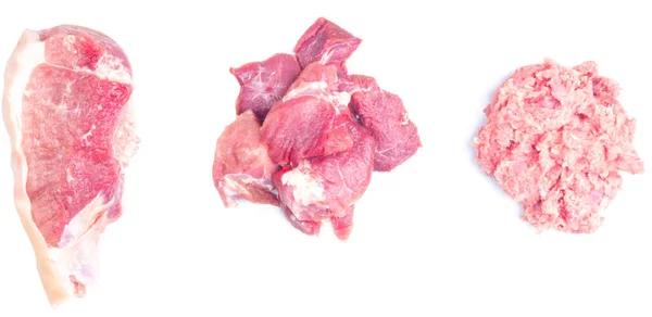 Recogida Carne Goulash Filete Carne Picada Aislada Blanco Primer Plano —  Fotos de Stock