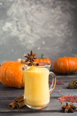 Gri arka plan üzerinde sağlıklı kabak güler yüzlü