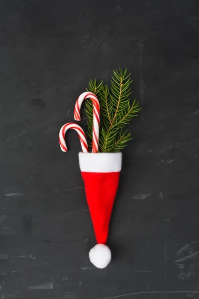 두 개의 막대 사탕, 전나무 나무와 S 신년 이나 크리스마스 기호 — 스톡 사진