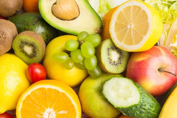 Textura de fondo de coloridas verduras y frutas crudas — Foto de Stock