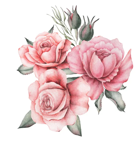 Suluboya davet buket çiçek çiçek kompozisyonlar beyaz arka plan üzerinde izole boyalı el ile tasarım