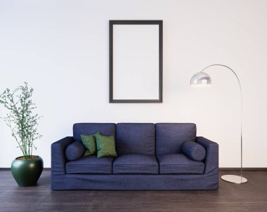 Modern bir tasarıma, iç 3d çizim mockup Poster