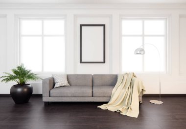 Bir klasik tasarımı, iç 3d çizim mockup Poster.