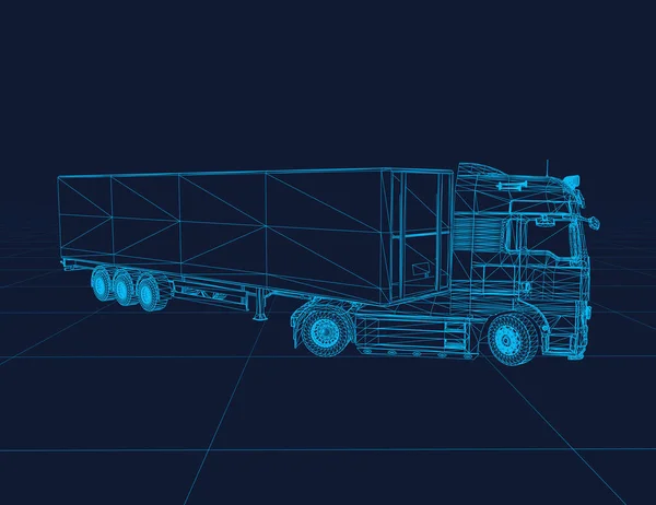Filo del camion, prospettiva 3d tecnologia vettoriale illustrazione — Vettoriale Stock