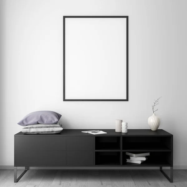 Modern bir tasarıma, iç 3d çizim mockup Poster