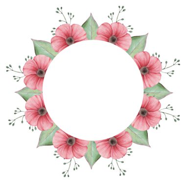 Çiçekler ve yapraklar, beyaz arka plan üzerinde izole suluboya büyüleyici kombinasyonu el boyalı, düğün, çerçeve, tırnak, desen, tebrik kartı, logo, Davetiyeler, yazı vb. için mükemmel