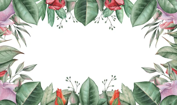 Hand painted watercolor charming combination of Flowers and Leaves, isolated on white background, Perfect for wedding,frame,quotes,pattern,greeting card,logo,invitations,lettering etc