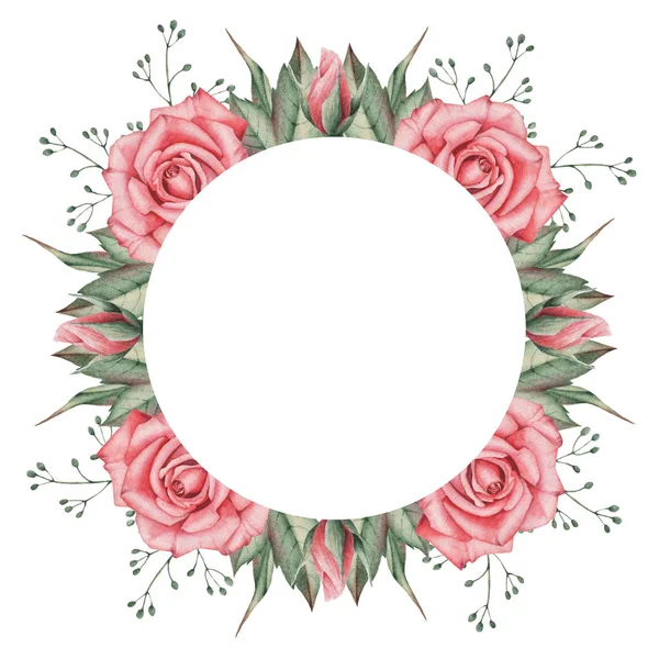 Ręcznie malowane akwarela połączenie uroczych kwiatów i liści na białym tle, idealne na ślub, ramki, cytaty, wzór, karty z pozdrowieniami, logo, zaproszenia, napis itp — Zdjęcie stockowe