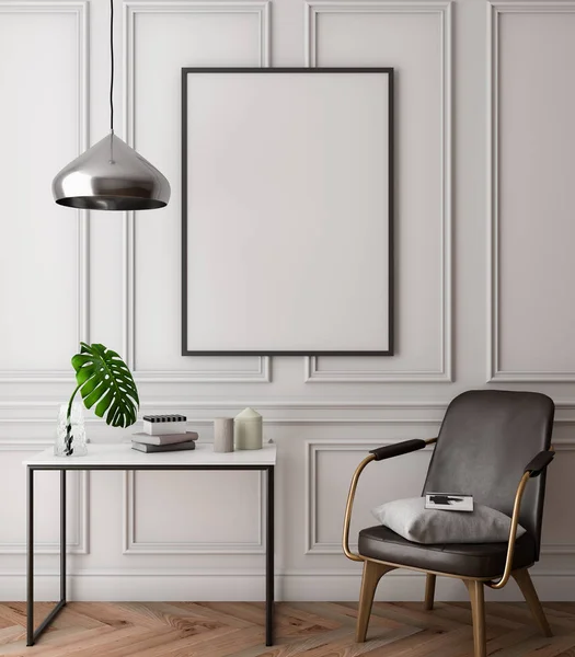 Bir klasik tasarımı, iç 3d çizim mockup Poster