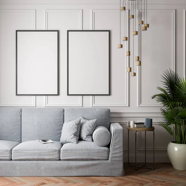 Mockup Poster iç, bir klasik tasarımı 3d çizimi