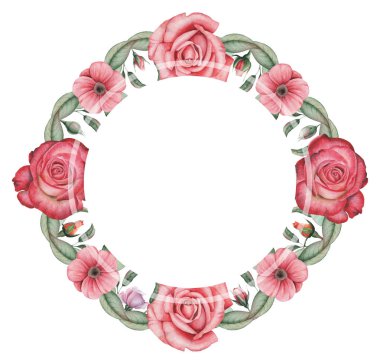 Çiçekler ve yapraklar, beyaz arka plan üzerinde izole suluboya büyüleyici kombinasyonu el boyalı, düğün, çerçeve, tırnak, desen, tebrik kartı, logo, Davetiyeler, yazı vb. için mükemmel