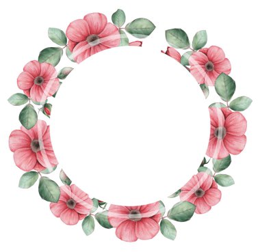 Çiçekler ve yapraklar, beyaz arka plan üzerinde izole suluboya büyüleyici kombinasyonu el boyalı, düğün, çerçeve, tırnak, desen, tebrik kartı, logo, Davetiyeler, yazı vb. için mükemmel