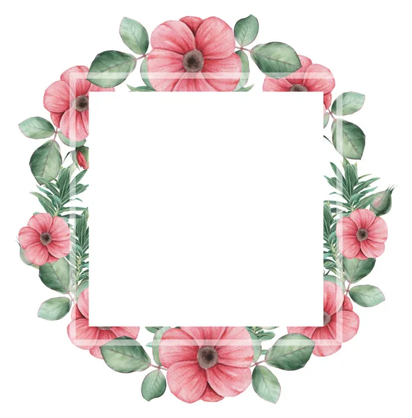 Çiçekler ve yapraklar, beyaz arka plan üzerinde izole suluboya büyüleyici kombinasyonu el boyalı, düğün, çerçeve, tırnak, desen, tebrik kartı, logo, Davetiyeler, yazı vb. için mükemmel