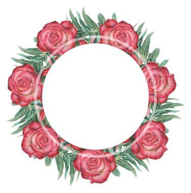 Çiçekler ve yapraklar, beyaz arka plan üzerinde izole suluboya büyüleyici kombinasyonu el boyalı, düğün, çerçeve, tırnak, desen, tebrik kartı, logo, Davetiyeler, yazı vb. için mükemmel