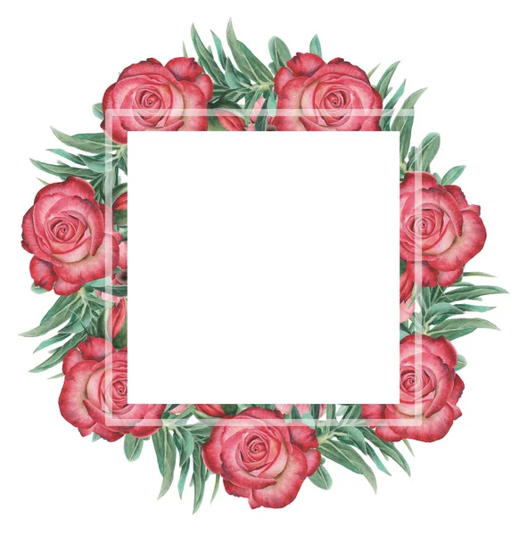 Çiçekler ve yapraklar, beyaz arka plan üzerinde izole suluboya büyüleyici kombinasyonu el boyalı, düğün, çerçeve, tırnak, desen, tebrik kartı, logo, Davetiyeler, yazı vb. için mükemmel