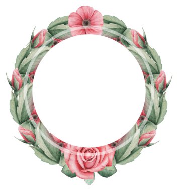 Çiçekler ve yapraklar, beyaz arka plan üzerinde izole suluboya büyüleyici kombinasyonu el boyalı, düğün, çerçeve, tırnak, desen, tebrik kartı, logo, Davetiyeler, yazı vb. için mükemmel