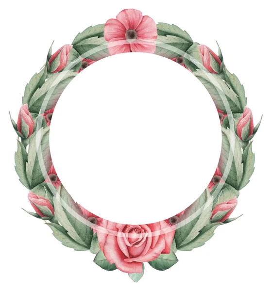 Çiçekler ve yapraklar, beyaz arka plan üzerinde izole suluboya büyüleyici kombinasyonu el boyalı, düğün, çerçeve, tırnak, desen, tebrik kartı, logo, Davetiyeler, yazı vb. için mükemmel