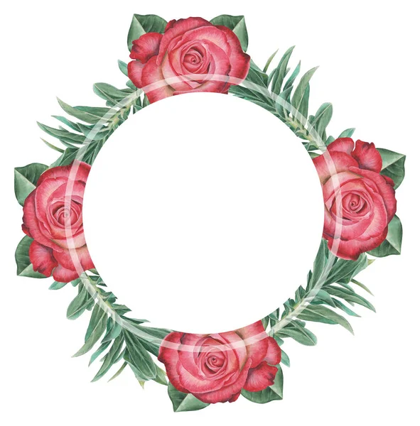 Acquerello dipinto a mano affascinante combinazione di fiori e foglie, isolato su sfondo bianco, perfetto per matrimonio, cornice, citazioni, modello, biglietto di auguri, logo, inviti, lettering ecc — Foto Stock