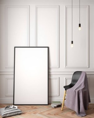 Mockup Poster iç, bir klasik tasarımı 3d çizimi