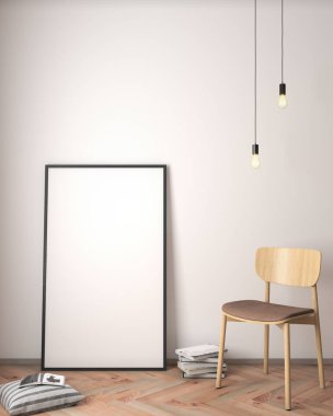 İç kısımda Mockup Poster, modern bir tasarımın 3B çizimi