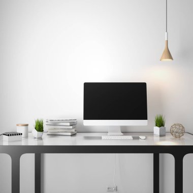 İç kısımda Mockup Poster, modern bir tasarımın 3B çizimi