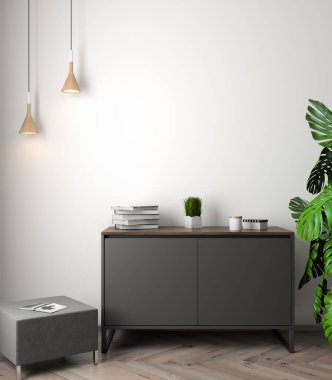 İç kısımda Mockup Poster, modern bir tasarımın 3B çizimi