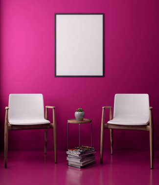 İç kısımda Mockup Poster, modern bir tasarımın 3B çizimi