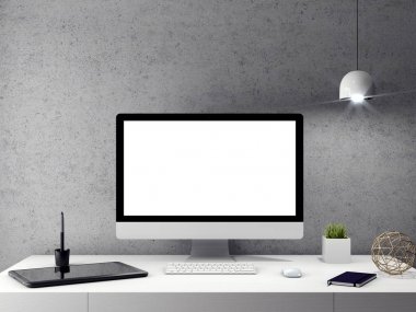İç kısımda Mockup Poster, modern bir tasarımın 3B çizimi