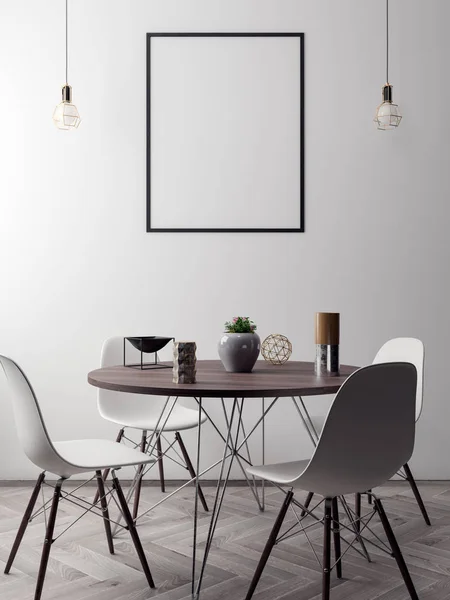 İç kısımda Mockup Poster, modern bir tasarımın 3B çizimi