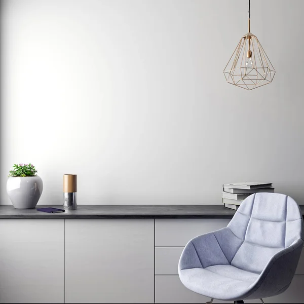 İç kısımda Mockup Poster, modern bir tasarımın 3B çizimi