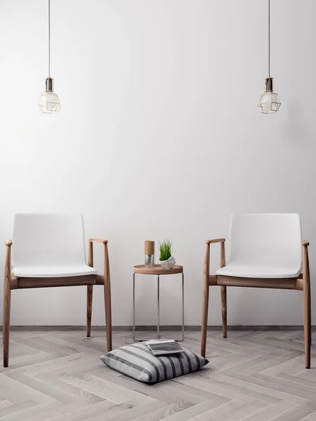 İç kısımda Mockup Poster, modern bir tasarımın 3B çizimi