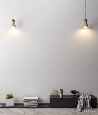 İç kısımda Mockup Poster, modern bir tasarımın 3B çizimi