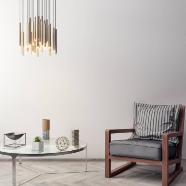 İç kısımda Mockup Poster, modern bir tasarımın 3B çizimi