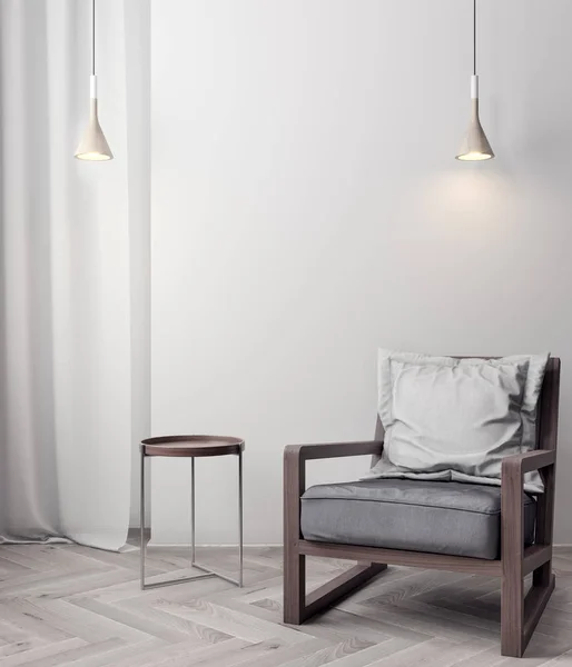 İç kısımda Mockup Poster, modern bir tasarımın 3B çizimi