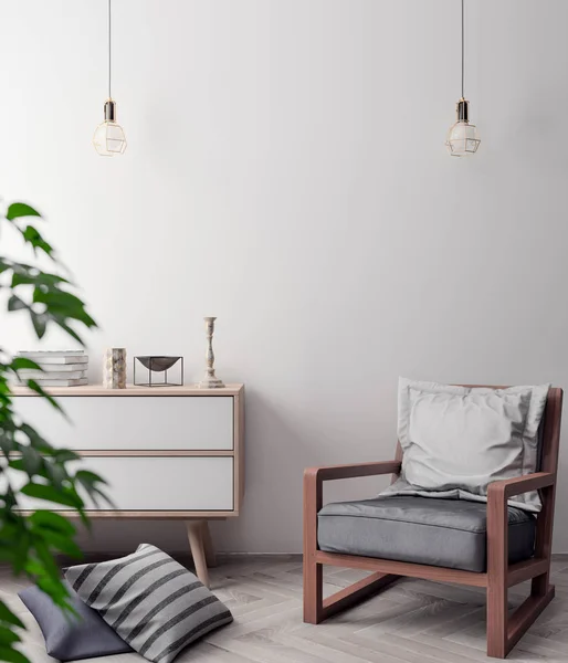 İç kısımda Mockup Poster, modern bir tasarımın 3B çizimi