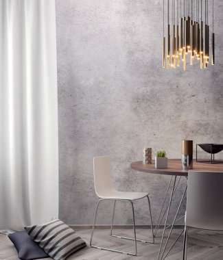 İç kısımda Mockup Poster, modern bir tasarımın 3B çizimi