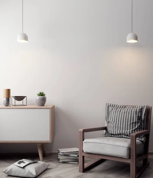 İç kısımda Mockup Poster, modern bir tasarımın 3B çizimi