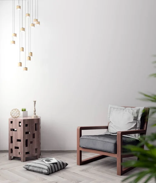 İç kısımda Mockup Poster, modern bir tasarımın 3B çizimi