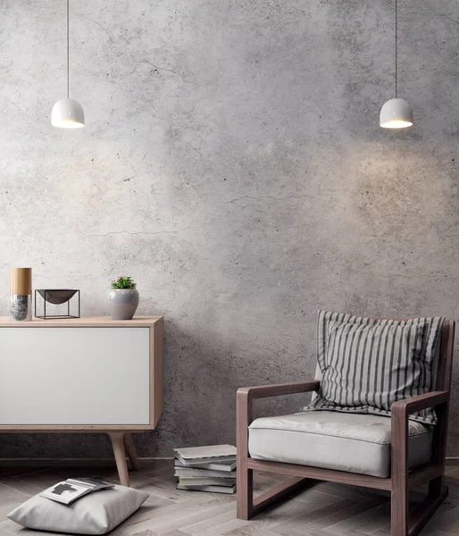 İç kısımda Mockup Poster, modern bir tasarımın 3B çizimi