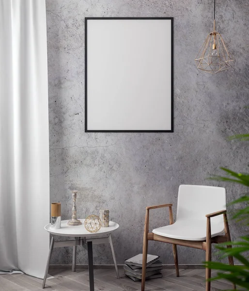 İç kısımda Mockup Poster, modern bir tasarımın 3B çizimi