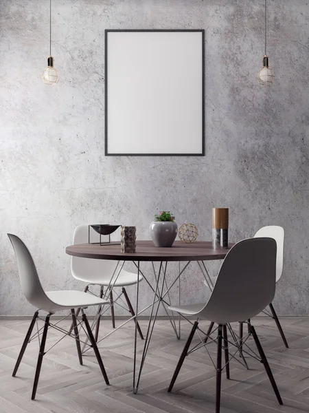 İç kısımda Mockup Poster, modern bir tasarımın 3B çizimi