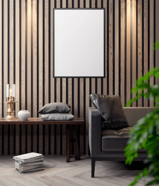 İç kısımda Mockup Poster, modern bir tasarımın 3B çizimi