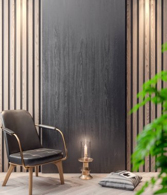 İç kısımda Mockup Poster, modern bir tasarımın 3B çizimi