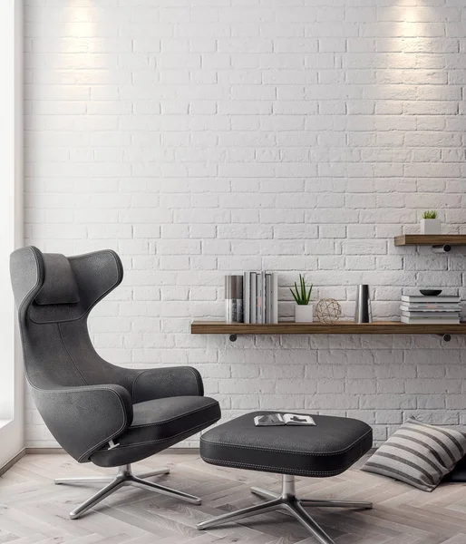 İç kısımda Mockup Poster, modern bir tasarımın 3B çizimi