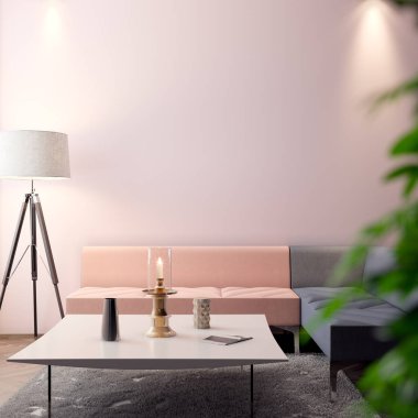 İç kısımda Mockup Poster, modern bir tasarımın 3B çizimi