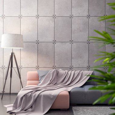 İç kısımda Mockup Poster, modern bir tasarımın 3B çizimi