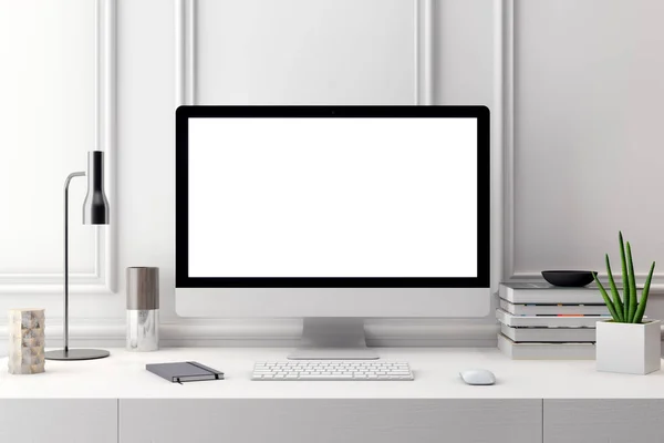インテリアのモックアップポスター、現代的なデザインの3Dイラスト — ストック写真